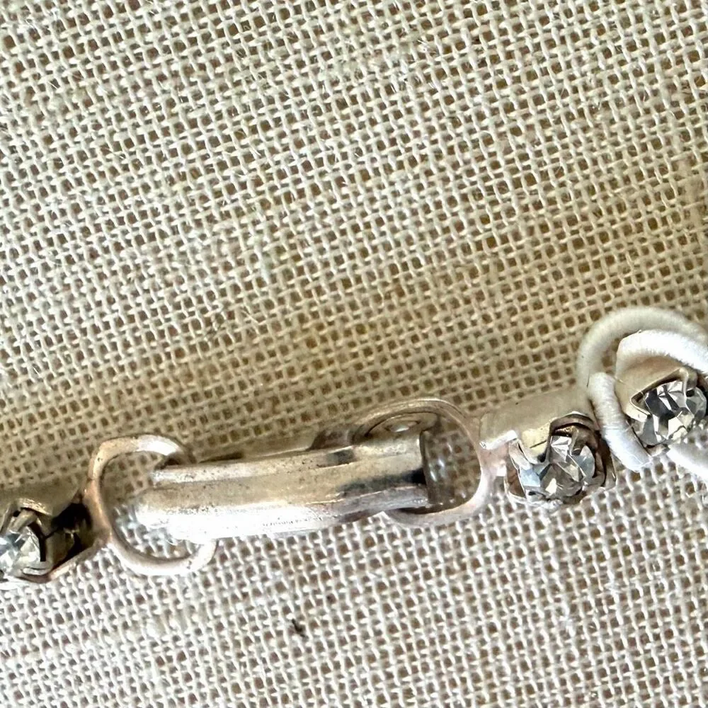 Vintage Rhinestone Tennis Necklace with Baguette Drop
